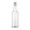 Glass vodka bottle with cap.