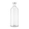 Glass vodka bottle with silver cap.