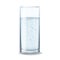 Glass with water bubbles. Natural mineral water beverage product isolated close up vector mockup