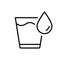 Glass of Water with Drop Line Icon. Drinking Glass Outline Pictogram. Glassful of Clean Water Icon. Editable stroke