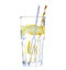 Glass of water with lemon tube