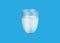 Glass of water or liquid isolated on light blue background, 3D realistic vector illustration. Shiny transparent glass cup Glossy