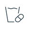 Glass of Water and Medical Pills Line Icon. Capsule of Painkiller or Vitamin Linear Pictogram. Medicine drug and Glass