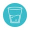 Glass with water mineral liquid blue block style icon