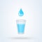 Glass of water and waterdrop. vector modern icon design illustration