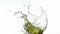 Glass of White Wine Breaking and Splashing against White Background,
