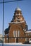 Glass window reflectioon of cathedral in Vladimir city, Russia.