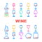 glass wine red wineglass drink icons set vector