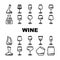 glass wine red wineglass drink icons set vector