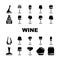 glass wine red wineglass drink icons set vector