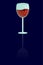A glass of wine with reflection is isolated on a dark background. Alcohol dependence, alcoholism. Red wine is sloshing in the