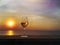 Glass of wine on  sunset at sea  nature landscape