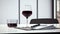 glass of wine on the table in office. created with Generative AI technology