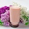 Glass yogurt and lilacs