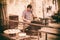 Glassblowing artisan at work in a crystal glass workshop in Murano island, Venice, Italy.