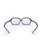 Glasses with blue plastic frame on white isolated background