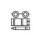 Glasses, book and pencil outline icon