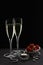 Glasses of champagne with black background