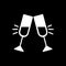 Glasses of champagne clinking icon vector, flat solid pictogram isolated on black. Pair of champagne glass cheers drink