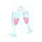 Glasses of champagne flat color icon. Celebration of the festive event.