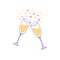 glasses with champagne icon. hand drawn doodle style. vector, minimalism. holiday, party, love, valentines day, wedding