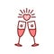 Glasses of champagne line color icon. Event service. Isolated vector element.