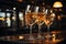 Glasses of Champagne at Luxurious Party in Lively Nightclub or Restaurant, Elegant Scene