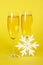 Glasses with champagne and snowflake