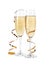 Glasses of champagne on white. Festive drink