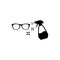 Glasses cleaning black isolated vector icon.