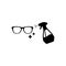 Glasses cleaning black isolated vector icon.