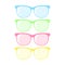 Glasses colorful summer set icons. Pink, green, blue and yellow glasses vector