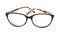 Glasses with corrective lenses on white. Vision problem