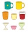 Glasses, cups, mugs illustration