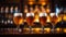 Glasses with different types of beer on bar counter, closeup, Stylish beer glasses full of beer on the bar stand, AI