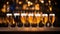 Glasses with different types of beer on bar counter, closeup, Stylish beer glasses full of beer on the bar stand, AI