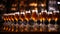 Glasses with different types of beer on bar counter, closeup, Stylish beer glasses full of beer on the bar stand, AI