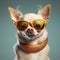 glasses dog chihuahua animal pet puppy yellow cute concept background portrait. Generative AI.