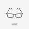 Glasses flat line icon. Vector thin sign of eye frame, geek logo. Ophthalmology outline illustration