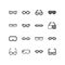 Glasses flat line icons set. Different types of spectacle frames. Simple flat vector illustration for web site or mobile app