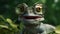 glasses green close-up wildlife lizard portrait animal scale reptile iguana. Generative AI.