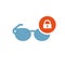 Glasses icon, Tools and utensils icon with padlock sign. Glasses icon and security, protection, privacy symbol