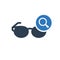 Glasses icon, Tools and utensils icon with research sign. Glasses icon and explore, find, inspect symbol