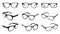 Glasses Icons - Different Angle View - Black Vector Illustration Set - Isolated On White Background