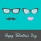 Glasses with lips and moustache. Flat design. Happ