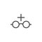 Glasses, mark, read vector icon. Multimedia minimalist outline vector icon