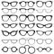 Glasses model icons, man, women frames. Sunglasses, eyeglasses on white.