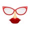 Glasses with Nose and Lips as Carnival or Party Mask Vector Illustration