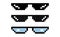 Glasses pixel vector icons. Glasses pixel set