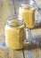 Glasses of pumpkin chia seed pudding